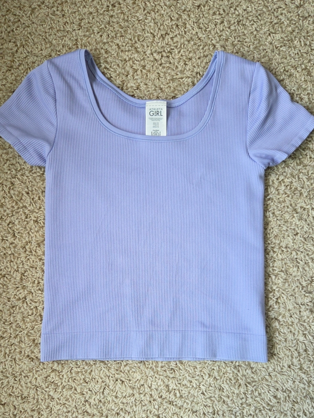 Athleta GIRL Lilac Ribbed Scoop Neck Short Sleeve Tee